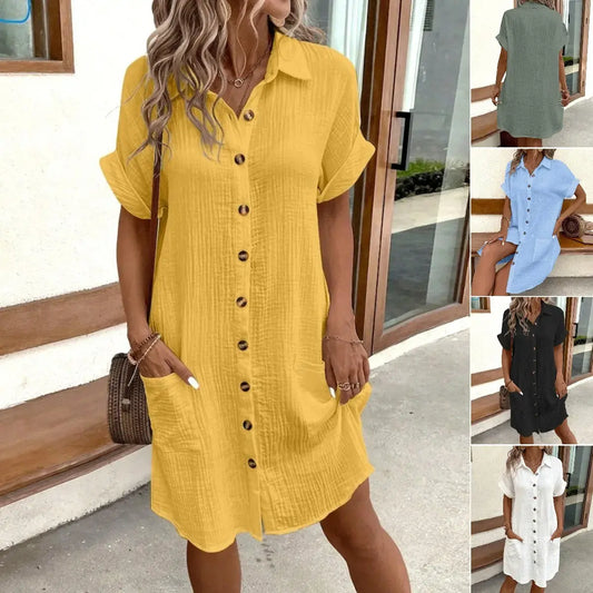 🎁 50% reducere🔥【40-100kg】Rochie de călătorie cu mânecă scurtă din bumbac și in 2026 - ușoară și respirabilă