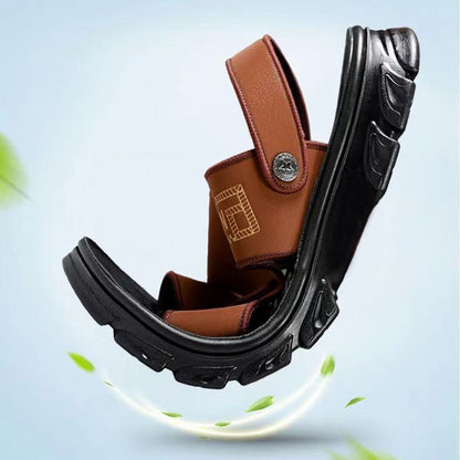 🐂【Piele de vită selectată】【Mărimi 38-47】Sandale de plajă pentru bărbați, model nou cu talpă groasă, din piele