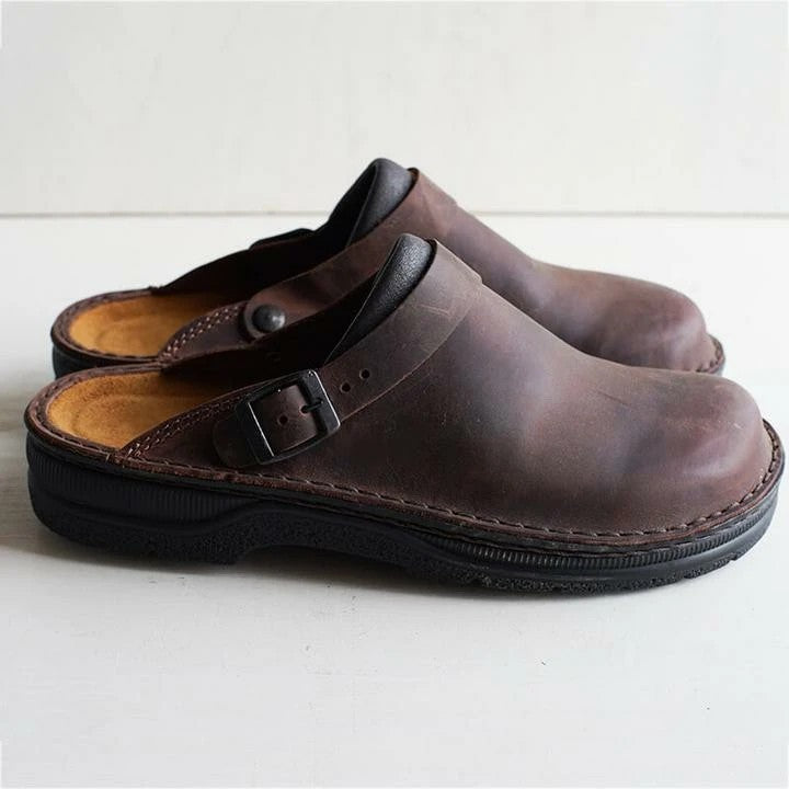 👞【38-48】Papuci din piele naturală, talpă moale, foarte confortabili de purtat✅Ramburs la livrare