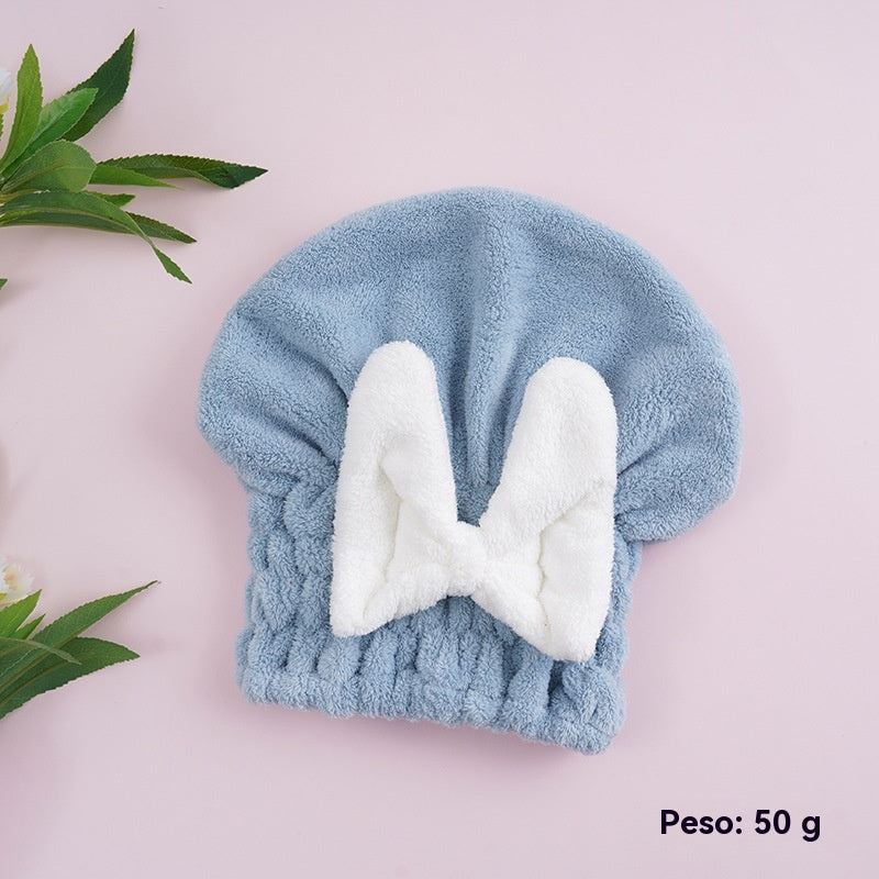 🔥🎀🛀Сладка шапка за сушене на коса с панделка от коралов полар, удобна и мека, супер абсорбираща😍