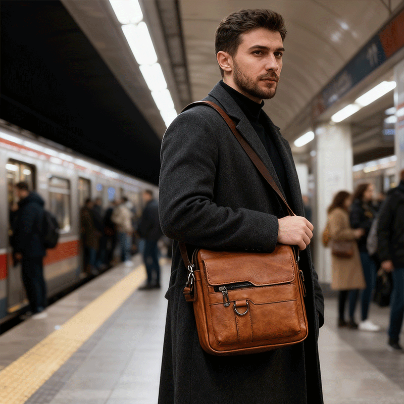 🔥Nová akcia 50% zľava 👜 Moderná a každodenná kožená taška pre mužov, veľká kapacita