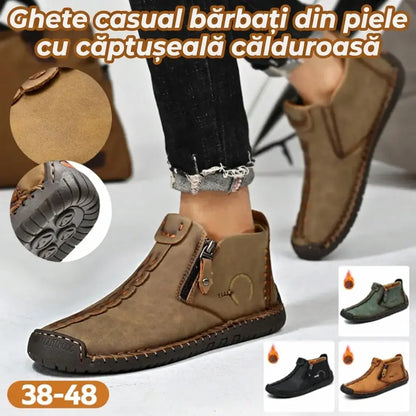 👞💥【38-48】Noutate pentru iarna 2026: Ghete bărbătești cu fermoar și căptușeală din blană, în stil Martens – călduroase, confortabile și stilate pentru zilele de iarnă!