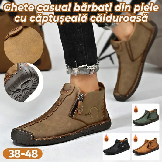 👞💥【38-48】Noutate pentru iarna 2026: Ghete bărbătești cu fermoar și căptușeală din blană, în stil Martens – călduroase, confortabile și stilate pentru zilele de iarnă!