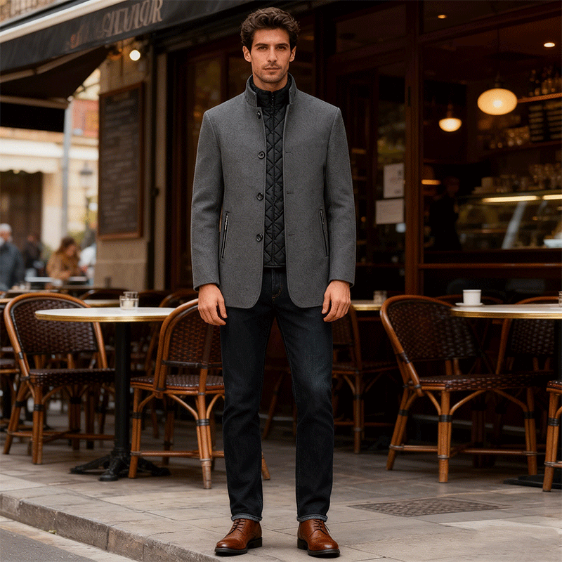 【100% lana de alta calidad】🌞【M-4XL】Chaqueta de lana para hombre, estilo casual, con cuello alto, nueva colección otoño-invierno 2025