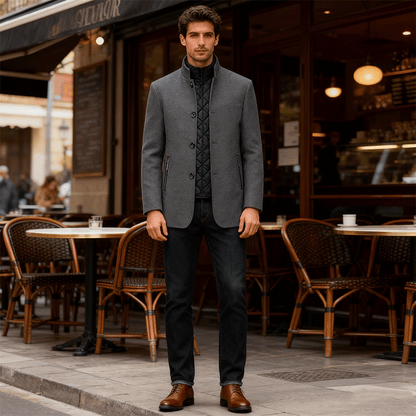 【100% lana de alta calidad】🌞【M-4XL】Chaqueta de lana para hombre, estilo casual, con cuello alto, nueva colección otoño-invierno 2025