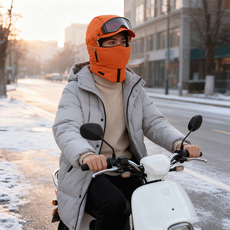 ⛄⛷【Połowa ceny jesień-zima】Nowa, ciepła, całkowicie zakrywająca, wiatroszczelna czapka z okularami rowerowymi