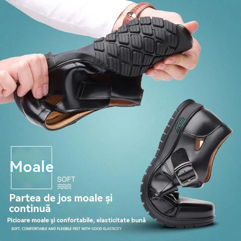👞【38-44】2026 Vară Sandale Bărbați Piele de vacă Respirabil Hollow Anti-alunecare Casual