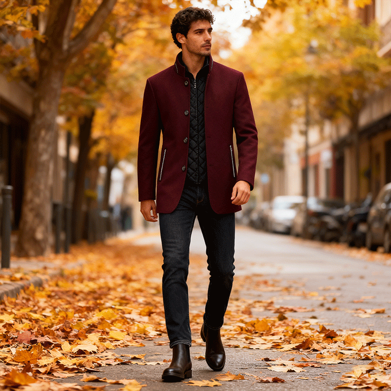 【100% lana de alta calidad】🌞【M-4XL】Chaqueta de lana para hombre, estilo casual, con cuello alto, nueva colección otoño-invierno 2025