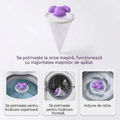 🌀 Set de 6 piese – 129 RON ✨ Filtru plutitor pentru mașina de spălat – Reține scamele, părul și blana animalelor de companie la fiecare spălare 🧺