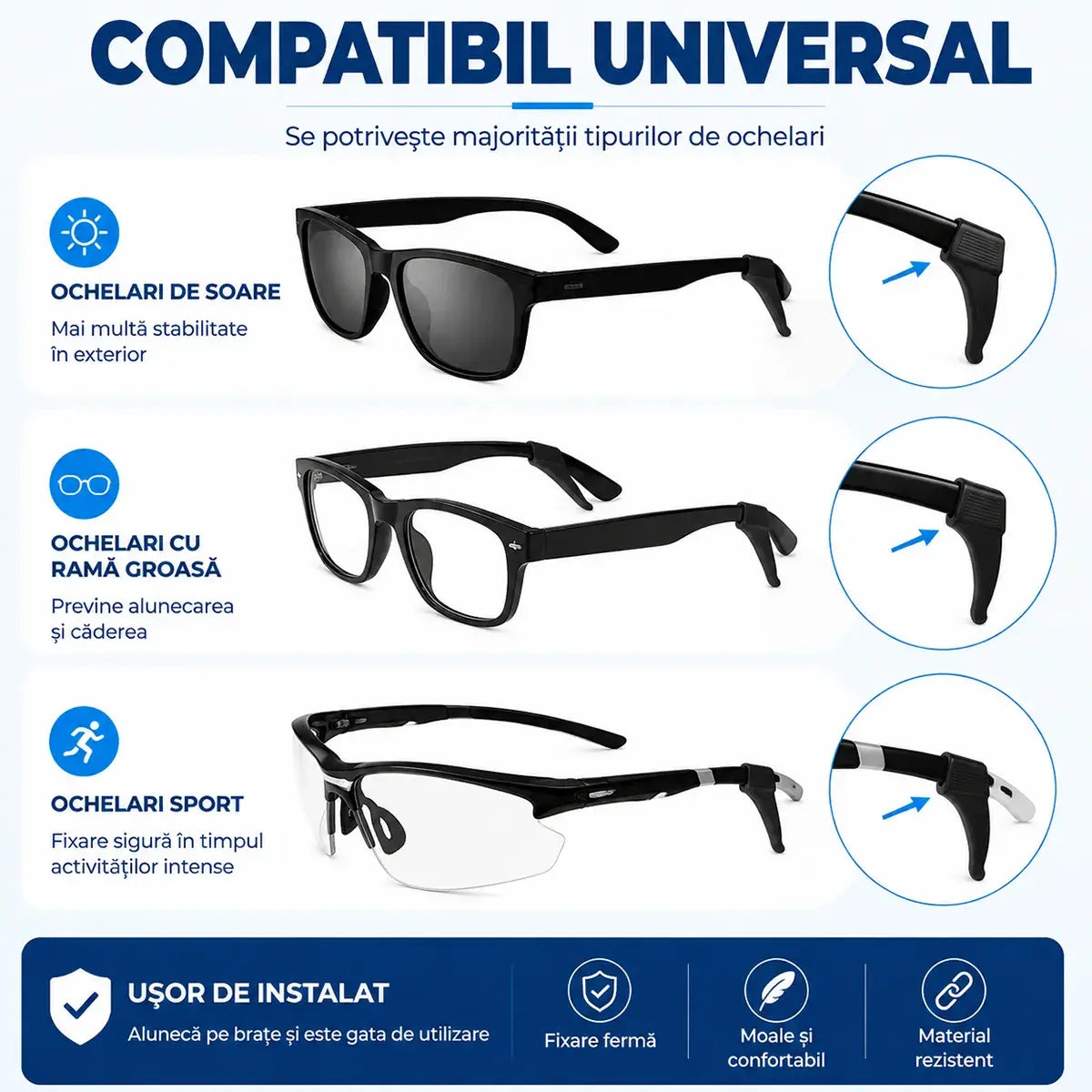 Set Oprit-Alunecare Ochelari din Silicon – Cârlige Anti-Alunecare Mișcare & Confort Maxim (Set 14 Perechi) 👓🥽