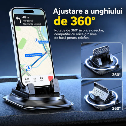 🚗 Suport auto pentru telefon 2 în 1, rotativ la 360° și antiderapant