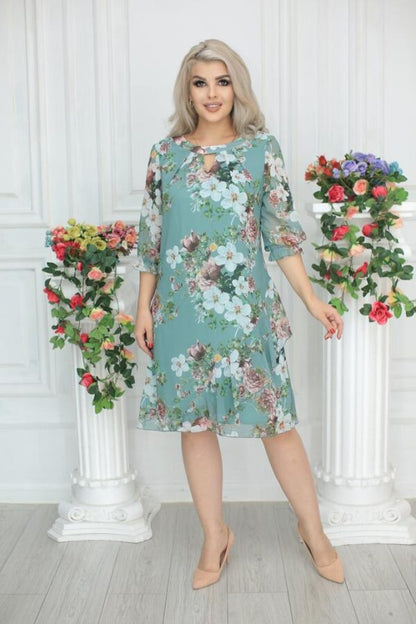 【Promoție de vară】💥【S-5XL】Rochie nouă din șifon cu imprimeu