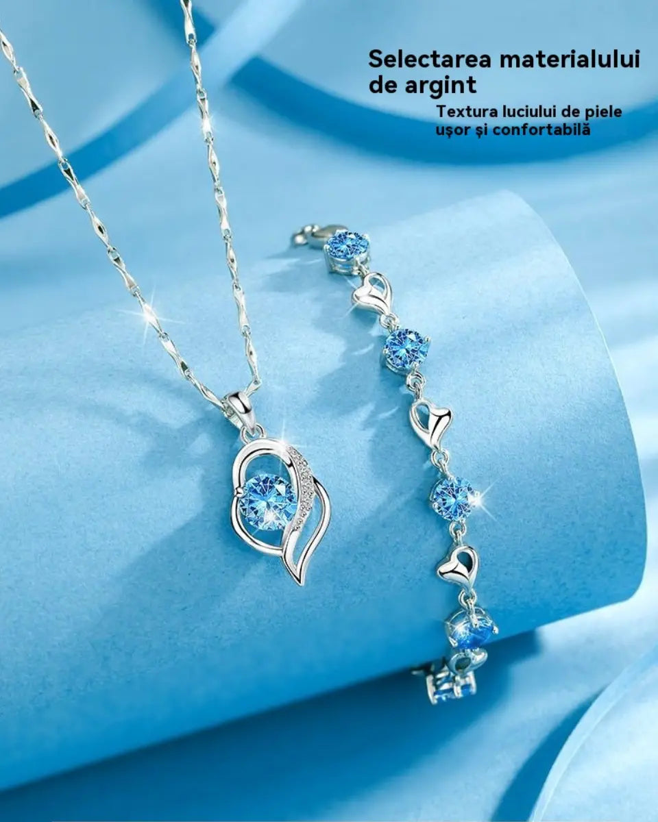 ✨✨【Cumpără 1, primești 1 gratuit】💎💎Set brățară și colier din argint 925 – Inima Oceanului