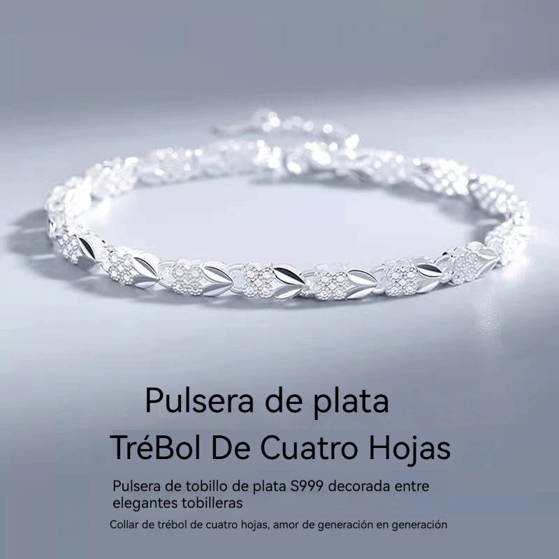 😀👉【Compra 1 y llévate 1 gratis】💖🍀Me encanta esta nueva y elegante pulsera de trébol de cuatro hojas de plata 925 para mujer【30% de descuento por tiempo limitado】