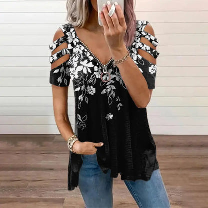 🔥Ofertă specială limitată în timp🥻【S-5XL】Topuri noi de vară pentru femei, confortabile, casual, slim, din bumbac, cu decolteu în V.