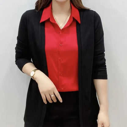 【Jesień/Zima 50% OFF】【L-5XL】2025 Nowa jesienna fałszywa koszula dwuczęściowa, elegancki styl