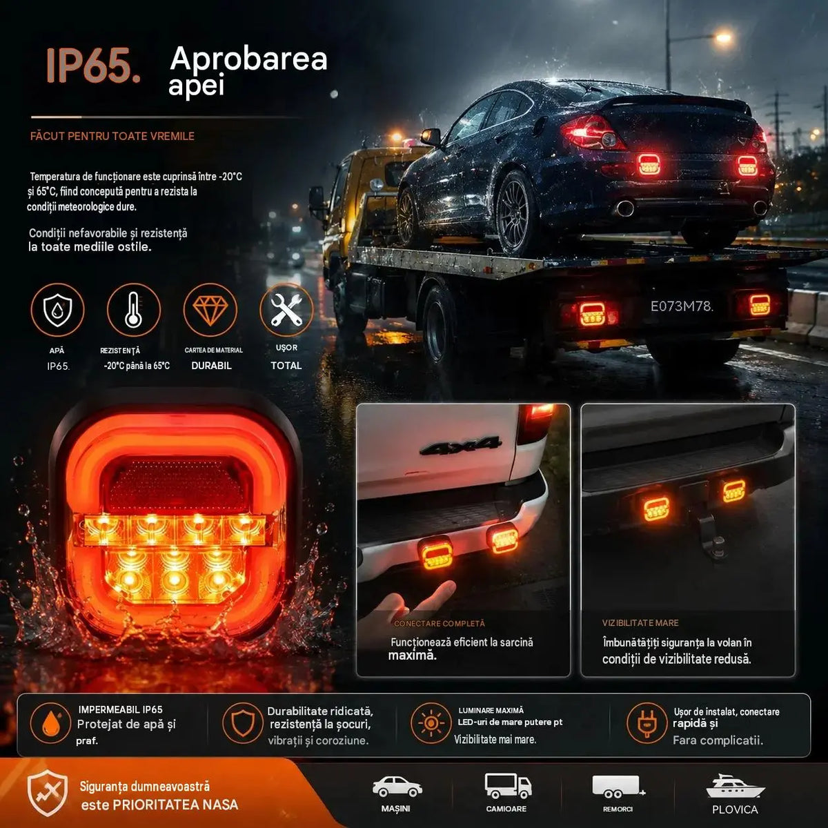 🚦【Universal 12V/24V】🚦 Lampă LED pentru remorcă auto