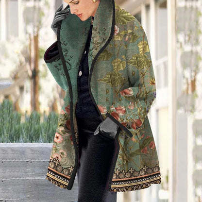 【S-3XL】Płaszcz wełniany jesień-zima 2025, nowy model z kołnierzem i nadrukiem