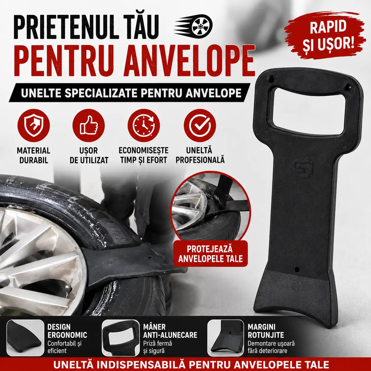 【Reducere 50%】🛠️🚗 Dispozitiv pentru presarea talonului anvelopei, utilizat pentru montarea/demontarea anvelopelor