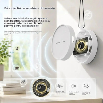 🔥【2 bucăți la 139 lei】🐦 Dispozitiv portabil cu ultrasunete pentru alungarea păsărilor｜Dispozitiv automat pentru alungarea porumbeilor, ideal pentru balcoane, grădini și spații exterioare
