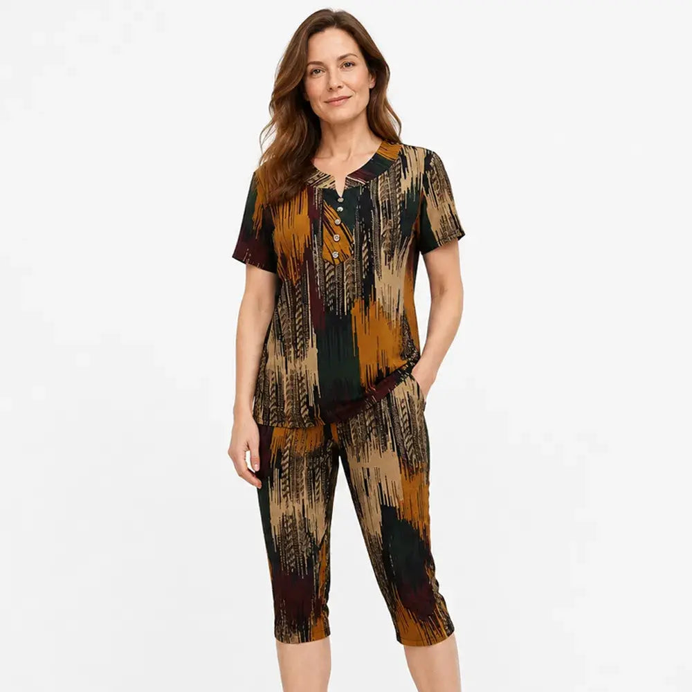 🎁【S-7XL】Costum de vară ușor pentru femei（Top + Pantaloni）