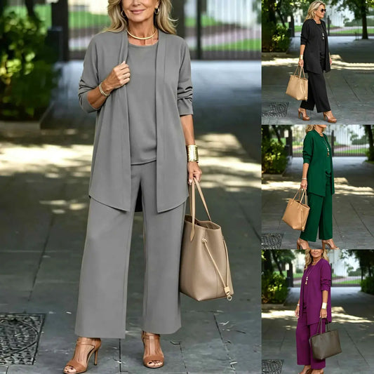 🎁【S-7XL】Set de vară din 3 piese: cardigan lejer, top lejer și pantaloni eleganți anti-șifonare, mărimi