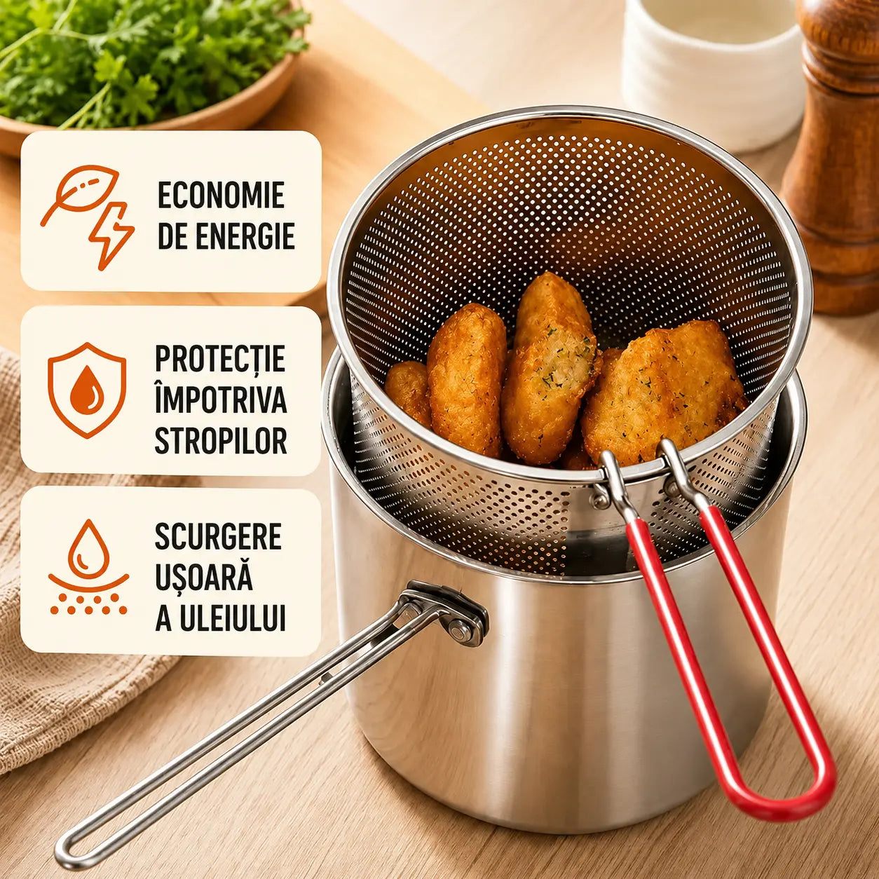 🔥 ULTIMA ZI! -50% | Friteuză multifuncțională din inox 304 | Gătit simplu, rapid și fără bătăi de cap 🍳