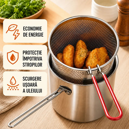 🔥 ULTIMA ZI! -50% | Friteuză multifuncțională din inox 304 | Gătit simplu, rapid și fără bătăi de cap 🍳