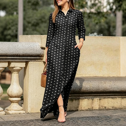 💃🔥Rochie cămașă pentru femei, cu nasturi, rochie casual cu mâneci lungi și guler, imprimeu floral.