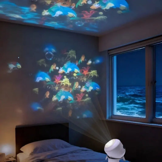 🌈💡Proiector LED rotativ dinamic cu efecte de lumină în șapte culori