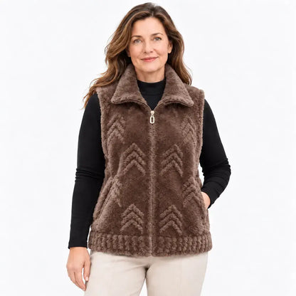 🔥【M–5XL】Vestă din fleece cu aspect de blană de nurcă pentru femei mature – vestă groasă
