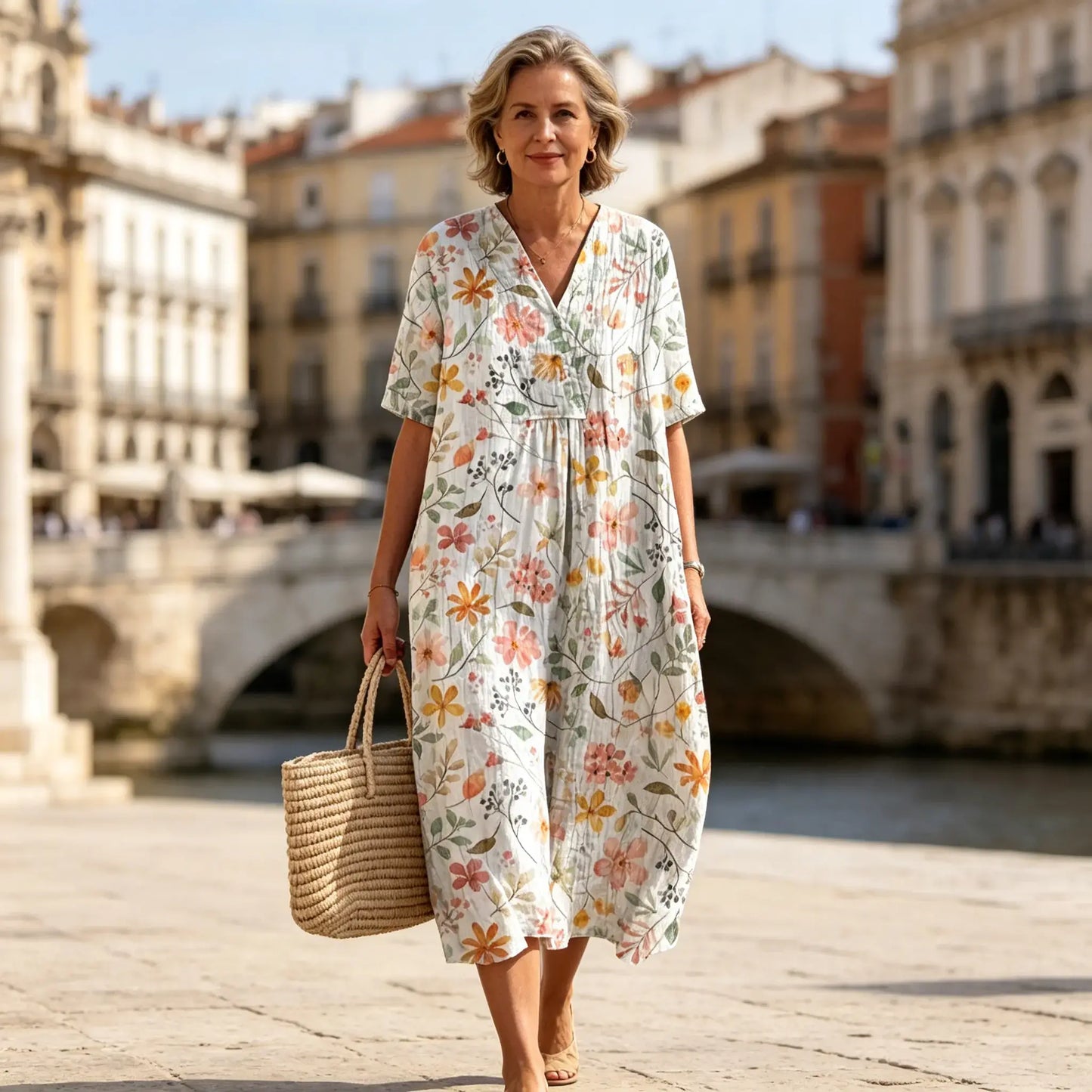 🌹🔥【S-5XL】Rochie nouă de damă cu mâneci scurte și decolteu rotund, mărime mare