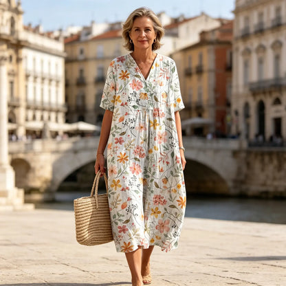 🌹🔥【S-5XL】Rochie nouă de damă cu mâneci scurte și decolteu rotund, mărime mare