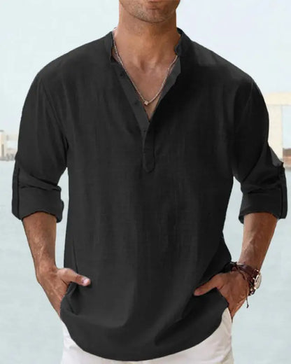 👕🤩【S-5XL】 Cămașă pentru bărbați cu mâneci lungi, material din bumbac și in.