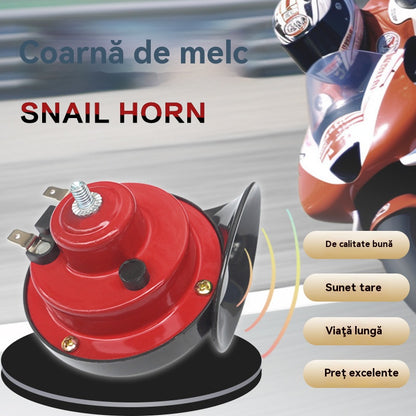 Claxon melc modificat pentru motocicletă 12V/24V, claxon universal cu tonalitate înaltă 300DB, claxon electric auto impermeabil