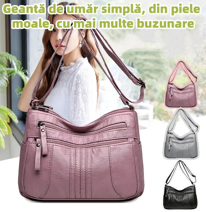 🥰【Ofertă specială pentru o perioadă limitată】👜Geantă de umăr nouă, de mare capacitate, din piele moale, disponibilă în patru culori