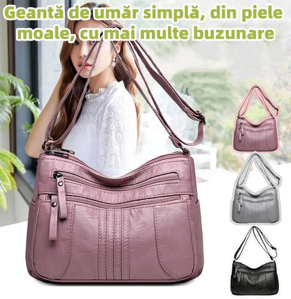 🥰【Ofertă specială pentru o perioadă limitată】👜Geantă de umăr nouă, de mare capacitate, din piele moale, disponibilă în patru culori