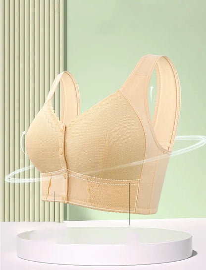 【Set 3 piese】💕🎁【45-155 kg】Sutien plus-size, respirabil, din bumbac moale, cu nasturi în față
