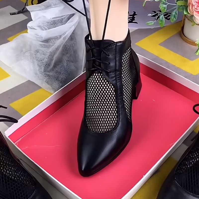 Ograniczona zniżka -50%💥【35-40】Modne damskie buty sznurowane z siateczki na średnim obcasie 