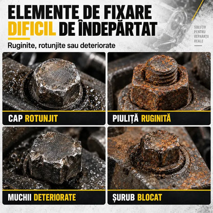 🛠️ O soluție profesională pentru șuruburi blocate! Set de extractoare pentru piulițe și șuruburi deteriorate (14 piese)! Oțel crom-molibden ultra-rezistent · Profil antiderapant · Include geantă de transport!