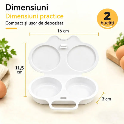 🎁 2 bucăți doar 129 lei 💥 Vas pentru gătit ouă la microunde: design cu două compartimente, antiaderent și ușor de curățat 🏠