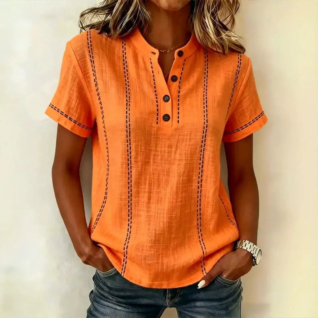 ⏳Ofertă limitată!⏰【40-100 kg】Tricou nou pentru femei, casual, cu mânecă scurtă, din bumbac și in