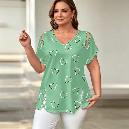 👚【S-5XL】tricou la modă cu decolteu în V și decupaj în formă de inimă