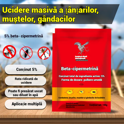 👍【5 pliculețe】🚫🦟🪳🪰pecial conceput pentru a ucide țânțarii și muștele din ferme, un pachet ucide puricii/lăcustele/gândacii de bucătărie/muștele/țânțarii!