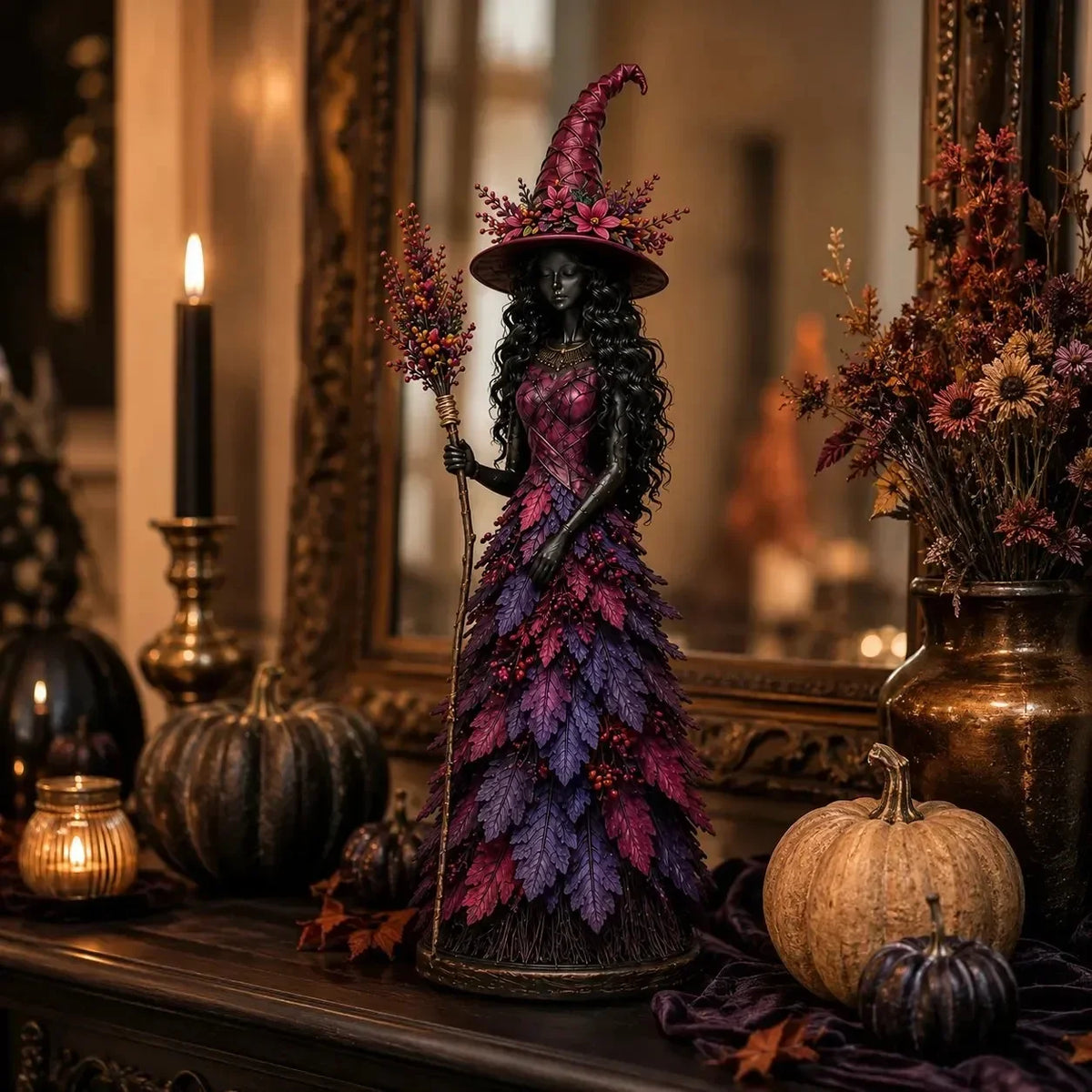 🧙‍♀️ Figurină cu vrăjitoare fermecată de toamnă
