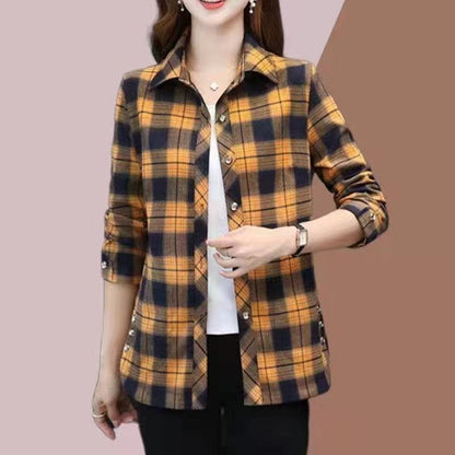 【🎁Cumpără 1, primești 1 gratuit】💕【XL-5XL】【45-90KG】Nouă cămașă în carouri pentru femei, la modă și versatilă, de toamnă