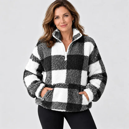 🌸【S-5XL】Un pulover din fleece în carouri, incredibil de moale, care îți ține de cald! 🧊🔥
