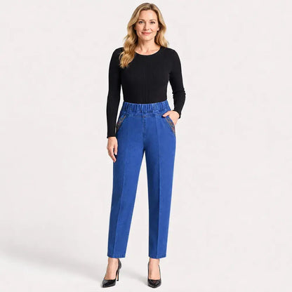 👖【L-5XL】Blugi de vară pentru femei, cu elasticitate înaltă, respirabili și confortabili, croială flatantă, ușor de combinat.