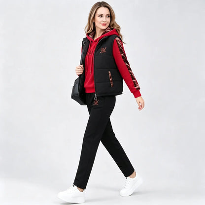 🔥🔥【Top + Vestă + Pantaloni】Set elegant și călduros din trei piese pentru toamnă/iarnă