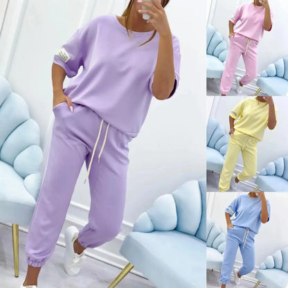 ⏳ Ofertă limitată! ⏰ Set casual pentru femei, format din top și pantaloni uni